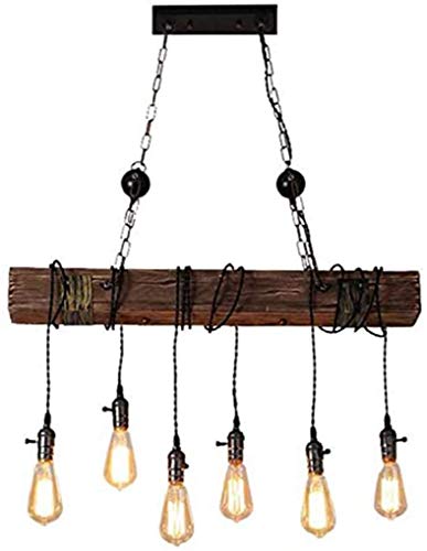 Farmhouse Lighting Rustic Chandelier Dining Room Lighting Fixtures Hanging Farmhouse Chandelier Chandeliers 6 E26 Bulb Sockets Industrial Suspension Light Line Can Be Adjusted Freely (With Switch) #TOP7