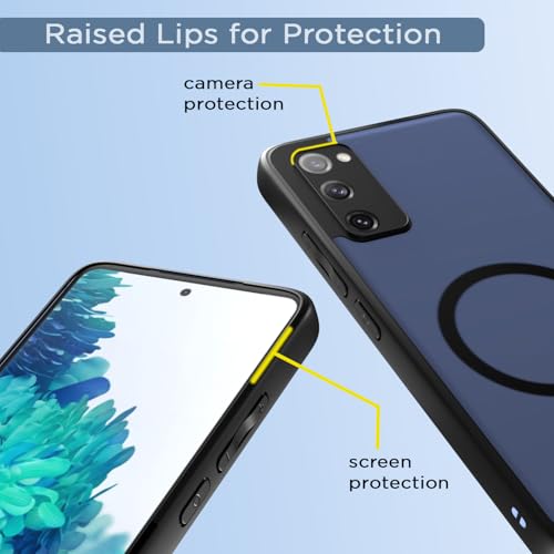 Image of Outlouders Back Cover for Samsung Galaxy S20 Fe 5G Compatible with Mag-Safe | Shockproof Design | Hard Transparent Back Case (Black Mag-Safe)