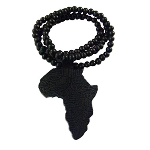 Culer Collar con colgante de madera de África con mapa africano, regalo de San Valentín