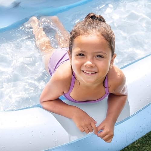 Image of Kidoyz 5.5 Feet Inflatable Swimming Pool for Kids & Adults with Electric Air Pump | Extra Large 168x168cm Square Family Pool | Foldable Bath Tub for Outdoor Garden Backyard Summer (Pool + Pump)