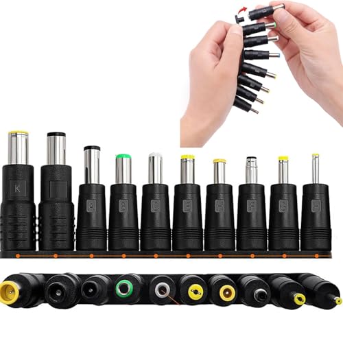 8 in 1 Universal DC Netzteil Adapter, 5.5x2.1 mm Buchse auf Stecker DC Hohlstecker Adapter f&uuml;r Laptop Netzteil, Kompatibel f&uuml;r HP Dell ASUS Acer, mit M&auml;nnlich Weiblichem DC Anschluss （10 St&uuml;ck）