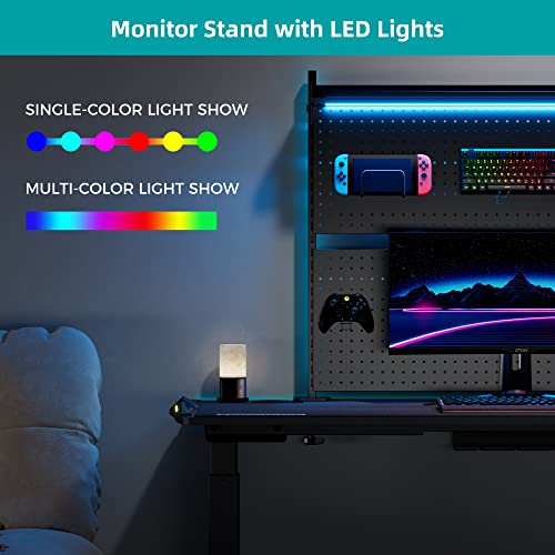 EUREKA ERGONOMIC Pegboard with Dual Monitor Stand,Steel Pegboard for Desk,Computer Accessories for Office, Privacy Panel for Gaming Desk, 4 Accessories Modular Hanging,43 x 34inch, Black