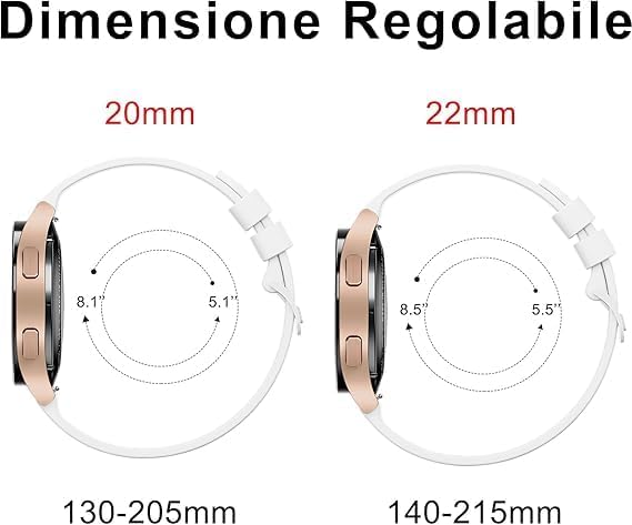 Wanme 20 mm 22 mm Rubber Watch Strap, Replacement Silicone Watch Bands with Quick Release, Waterproof Soft Watch Bands with M - 3