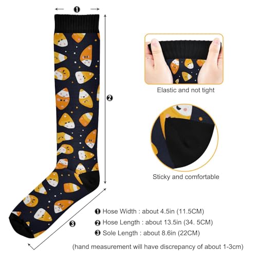 Halloween Cute Candycorns Compression Socks for Women Men, Circulation Long Knee High Socks Casual Stocking Athletic Tube Sport Sock3