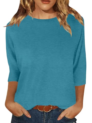 Image of JomeDesign Womens Tops 3 /4 Sleeve Shirts Round Neck Loose Casual Blouses Floral Print Tshirts