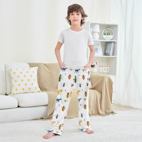 Pajama Pants Pattern Of Insects Watercolor Long Sleep Pants Lounge Bottoms4