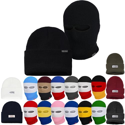 PGWEAR Mütze und Sturmhaube in schwarz rot blau grau (Schwarz)