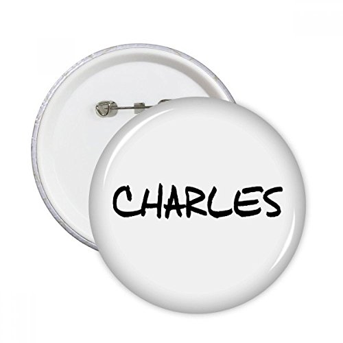 Badge CHARLES prénom écriture anglaise ronde boutons de décoration pour vêtements lot de 5 L