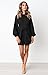 PRETTYGARDEN Women’s Elegant Long Lantern Sleeve Short Dress Crewneck Tie Waist Knit Cocktail Dress Black