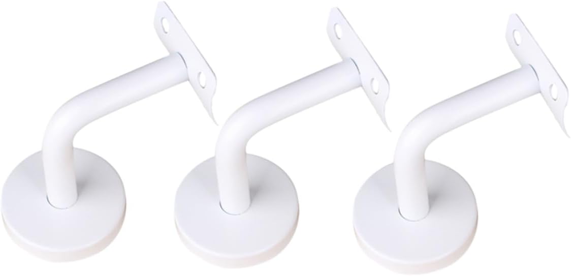 3Pcs Stainless Steel Handrail Wall Mounted Brackets for Stairs | Solid Support, Easy Installation, Enhanced Stability, White Finish, Gym and Lavatory Use