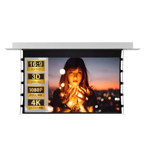 XOBRJQZ Motorized Projector Screen with Remote, 16:9 4K 1080 HD Electric Projector Screen, Movie Screen for Family, Home, Office and Theater(120 inch)