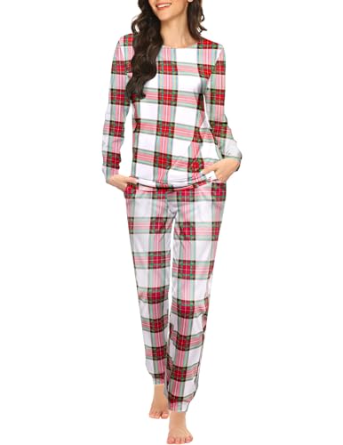 Ekouaer Womens Jogger Pajama Sets Long Sleeve Sleepwear Round Neck Nightwear Soft Pjs Lounge Sets with Pockets
