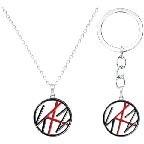 TEYUSUKOM 2PCS Skz Necklace Set,Stainless Steel Pendant Necklace Skz Keychain for Stay Fans(White)
