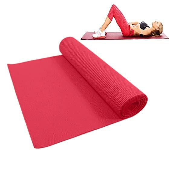 Image of Yoga Mats for Women and Men NBR Material with Carrying Strap, Extra Thick Exercise Mats for Workout Yoga Mat for Women for Workout, Yoga, Fitness, Exercise Mat Anti Slip Yoga Mats (4mm) (Red)