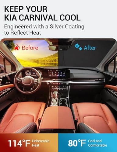 Image of Proadsy Windshield Sun Shade for Kia Carnival 2022-2025 2026 4-Layer Foldable Front Sunshade Protector Sun Visor Blocks UV Rays Keep Car Cooler Accessories
