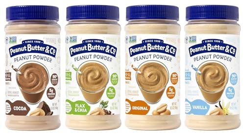 Peanut Butter & Co. Peanut Powder Variety Pack, Non-GMO Project Verified, Gluten Free, Vegan, 6.5 oz Jars (Pack of 4)
