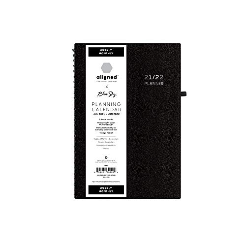 Blue Sky Aligned 2021-2022 Academic Year Weekly Monthly Notes Planner 5 x 8 Heavyweight Cover Wirebound Black 130909
