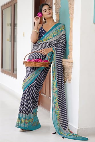 Image of MIRCHI FASHION Saree for Woman | Chiffon Floral Printed Breathable Occasional Sari with Blouse