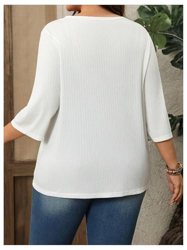 WDIRARA Women's Plus Size Cardigan Jacket 3/4 Sleeve Open Front Lightweight Outerwear3