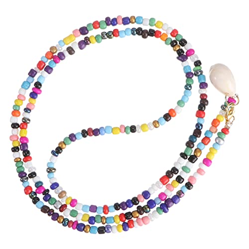 Galpada 1Pc Rice Bead Necklace Ladies Necklaces Crystal Choker Trendy Necklace Shell Pendant Necklace Jewelry Accessory Bead Chain Necklace Bohemian Style Necklace Creative Necklace Beads #TOP24