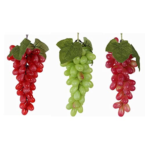 BYTERT 3 Bunches Artificial Grape Simulation Fake Grapes with Vines Lifelike Simulation Fruit Decorative for Wedding Wine Kitchen Party Pub Home Cabinet Ornament(60 kernels), 9.84 inch