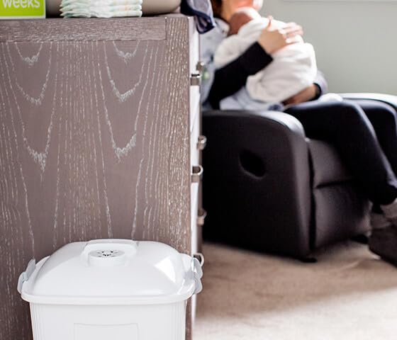 Odor-Free Diaper Pail | White | Child-Proof Lid | Lockable | Diaper Disposal for Maternity Wards, Hospitals, Clinics, Daycare and Nurseries