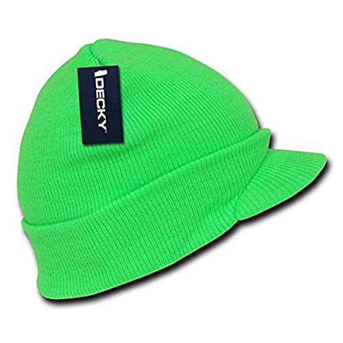 DECKY unisex adult Visor Beanie Hat, Green