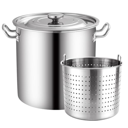 Genérico Olla de Acero Inoxidable para hervir mariscos con colador y Cesta cocinar Cangrejo, Langosta, camarones y más | Ideal para reuniones y Fiestas al Aire Libre