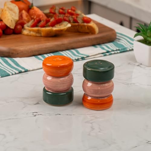 Image of Spice & Sage Salt & Pepper Shaker Set - Set of 2 Handcrafted Ceramic Shakers - Minimal Tabletop Essentials for Everyday Dining