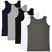 LOREZA 5 Pack Jungen Unterhemden 100% Baumwolle (140-146 (10-11Jahre), Mix) - Atmungsaktiv und Formstabil