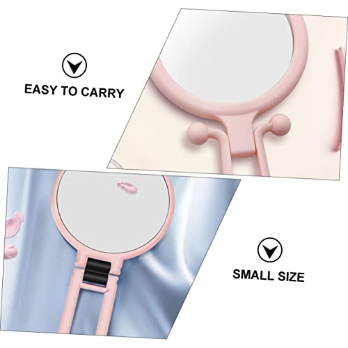 2 espejos portátiles de maquillaje doble cara rosa miniatura 2