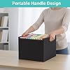 ROSONG Black Wood File Organizer Box - Filing Bin for Letter & A4 Size Wood Decorative Hanging File Folders Storage Crate with Handle, Sturdy Home Office Filing Cabinet System