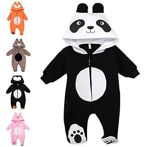 Baby Sweets® Tier Walkoverall Baby Unisex schwarz im Motiv: Panda/Baby Overall als Baby Strampler mit Kapuze für Neugeborene & Kleinkinder in der Größe 0-3 Monate (62) Cover