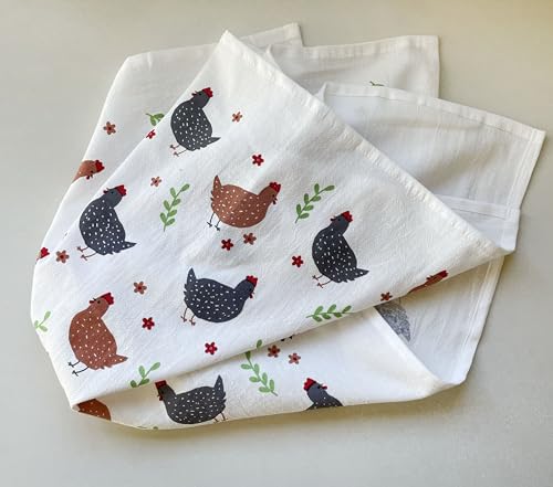 Chicken Flour Sack Kitchen Dish Towels Set of 2 Cotton Flour Sack Towel Large 20x30 Flour Sack Towel