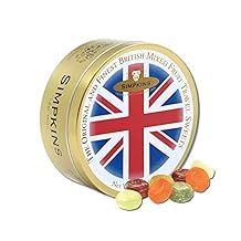 Simpkins Mixed Fruit Drops - Old-Fashioned and Original Travel Sweets in Union Jack Flag Tin - All Natural Fruit Hard Candy Drops - Assortment of Citrus and Forest Fruit Hard Candy in a Tin 6.1 oz