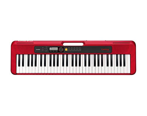 Casio CT-S200RDAD Teclado electrónico portátil de 61 teclas en rojo con modo de música de baile y adaptador de CA
