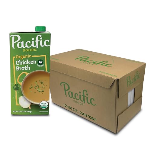 Pacific Foods Organic Free Range Chicken Broth, 32 oz Carton (Case of 12) (Packaging may vary)