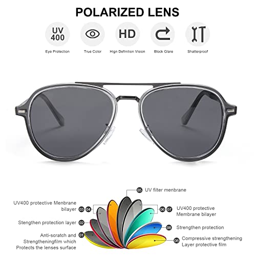 Classic Aviator Polarized Sunglasses for Men Women Shades Vintage Retro Style Driving UV 400 Protection OS21163