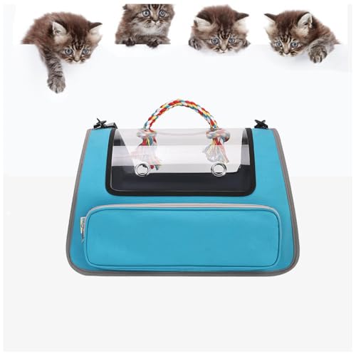 猫 キャリー 通気性と耐久性、折り畳み ペットキャリー 耐荷重7kg ペットキャリーバッグ 大型猫・小型犬用,Blue