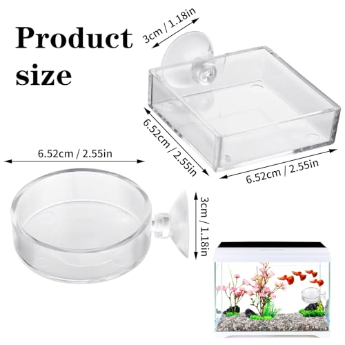 2 stuks aquariumvoerbakken, acryl voederschaal voor garnalen, aquarium, decoratie, 6,5 cm, voederkom aquaria, met zuignap voor garnalen en vissen - Afbeelding 4