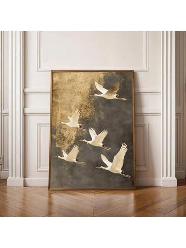Affiche murale vintage avec oiseaux du milieu du siècle et cadre