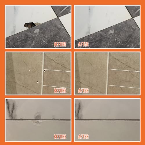 Tile Repair Kit, Ceramic Tile Repair Kit for Chips & Crack (Color Match), Porcelain Tile Chip Repair Kit with Super Strong Adhesion, Floor Tile Crack Repair Filler for Chips, Holes on Ceramic