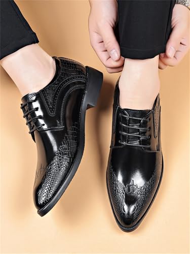 Image of Men's Vintage Dress Shoes Casual Oxford Formal Leather Shoes for Weddings Business Office Prom