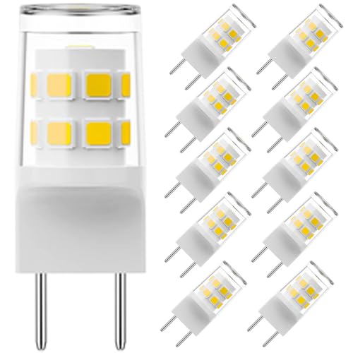 Fglyniy G8 LED Bulb 3W Equivalent to 15W-20W G8 Halogen Bulbs T4 JCD Type Bi-Pin G8 Base G8 Bulb 6000K Daylight White 120V AC Energy Efficient Replacement for Under Cabinet Puck Lights - 10 Pack