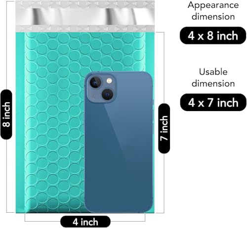Image of Fuxury Bubble Mailers 4x8 inch Teal Padded Envelopes 19200 Pack Bulk Pallet | Strong Adhesion Full Pallet of Padded Mailers Bubble Envelopes for Small Business Mailing Small Items,Jewelry,Makeup