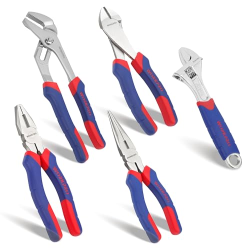 WORKPRO Jeu de Pinces en Cr-V Pince Multiprise, Pince Universelle,