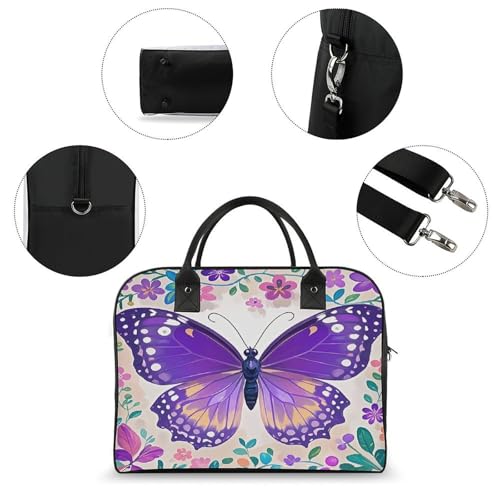 Maletín ligero morado para portátil con mariposa miniatura 6