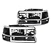 SPEC-D TUNING LED Bar Black Housing Clear Lens Headlights + Bumper Lights 4PC Clear Reflector Compatible with Chevy Silverado 1999-2002, 00-06 Tahoe Suburban, L+R Pair Assembly