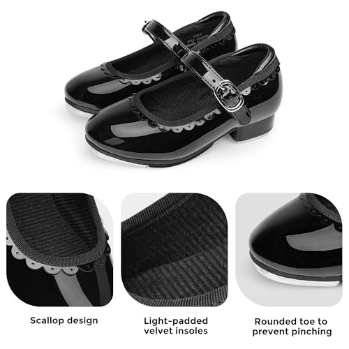 Stelle Tap Shoes for Girls Toddler Dance Shoes Easy Strap Scallop Design (Toddler/Little Kid/Big Kid)4