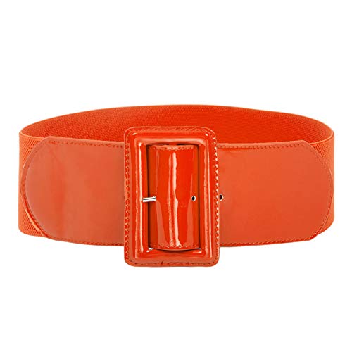 GRACE KARIN Womens Wide Elastic Waist Belt Cinch Belt Trimmer Stretch Waistband Orange L